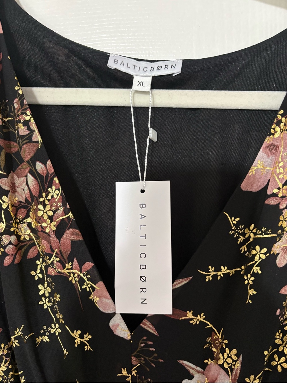 Baltic Born Black Maxi Dress with Pink Floral and Gold Accents NWT - Picture 4 of 4